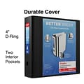 Staples® Better 4 3 Ring View Binder with D-Rings, Black (44103)