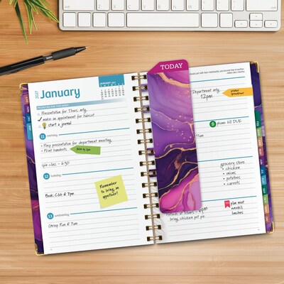 2027 Excello Brands 6 x 8 Weekly & Monthly Standard Planner, Paperboard Cover, Pink Purple Marble (FSHN-CY27-58-22)