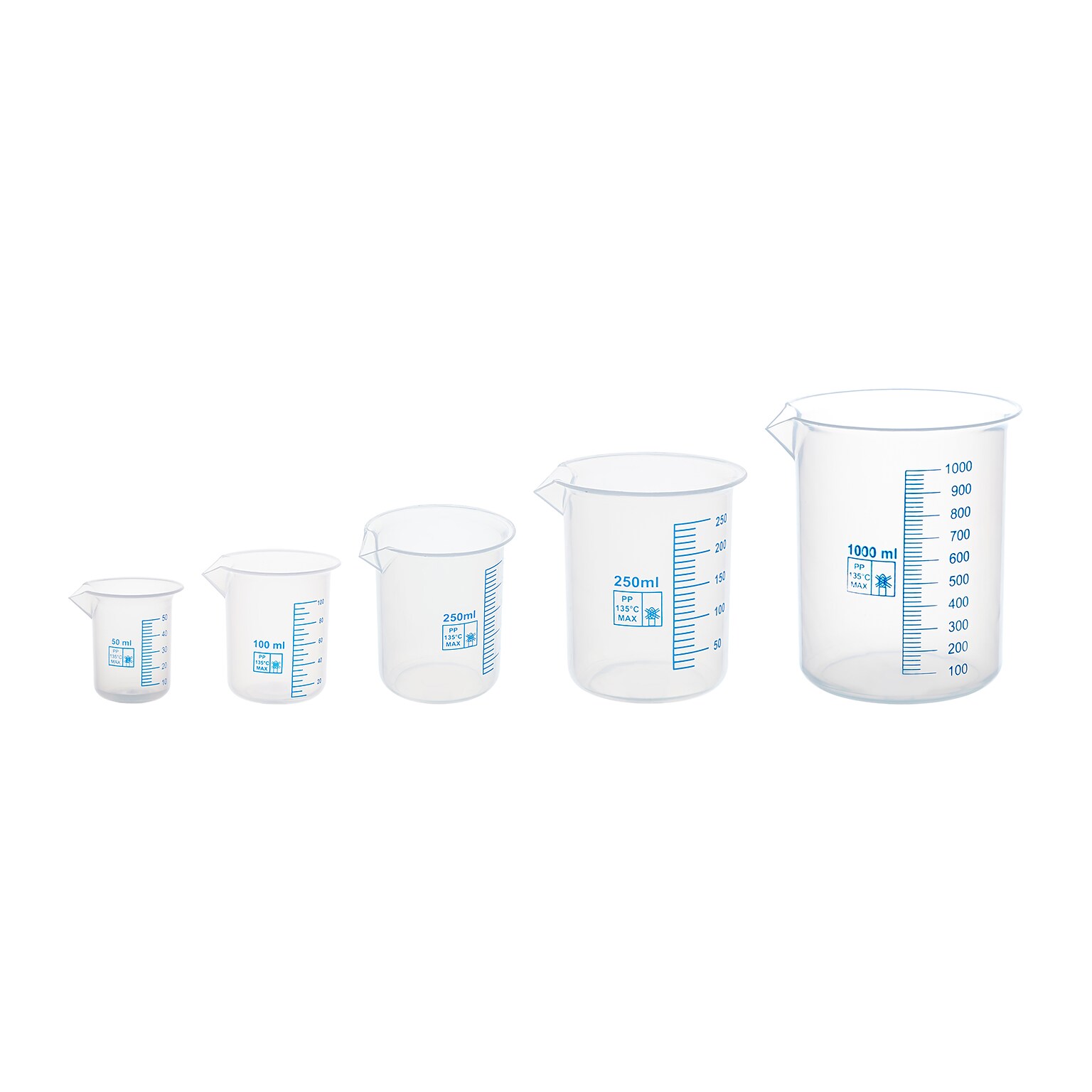 Supertek Polypropylene Beakers, Multicolored, 5/Pack (SKFCH10160)