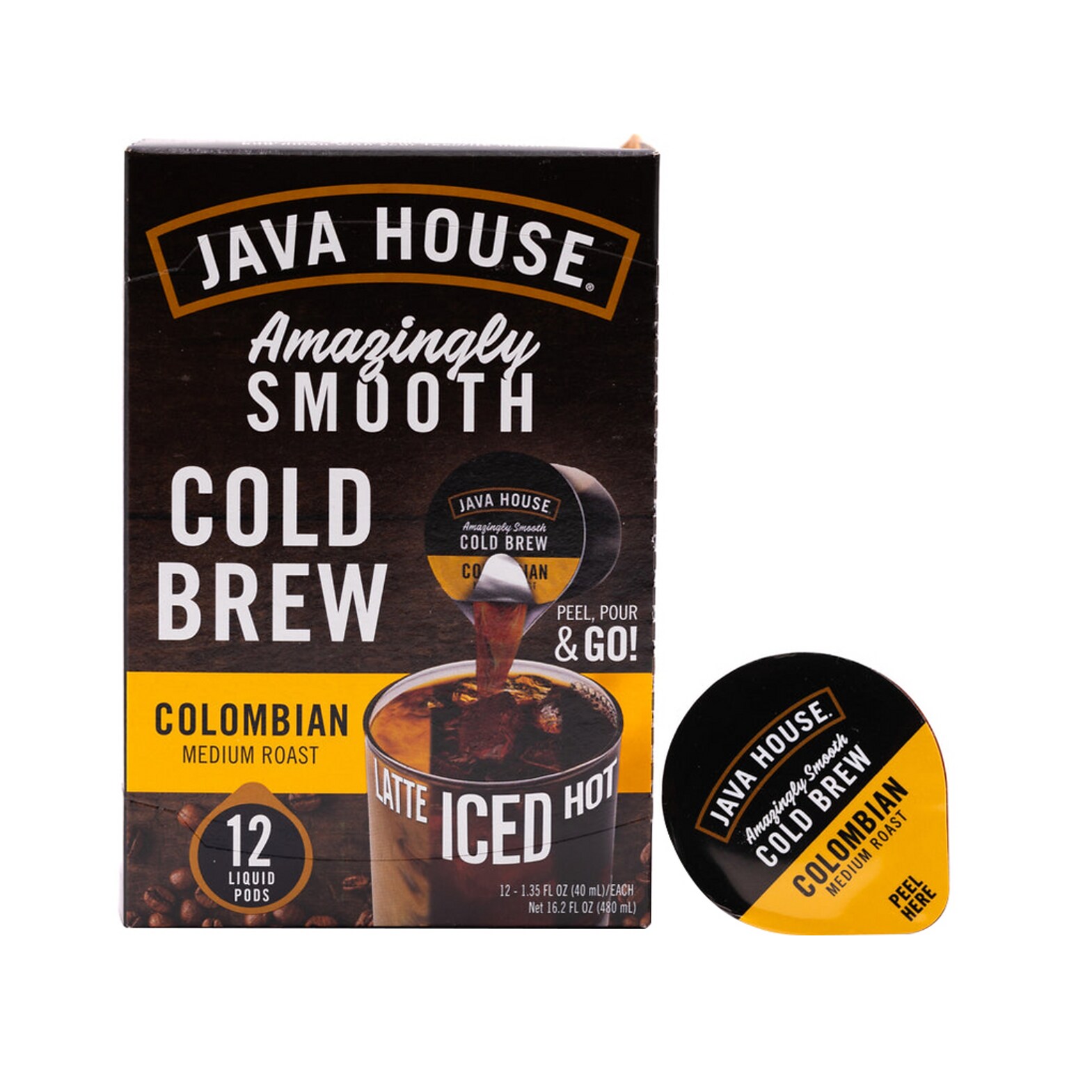 Java House Colombian Cold Brew Coffee Pods, Medium Roast, 12/Carton (FC309352)