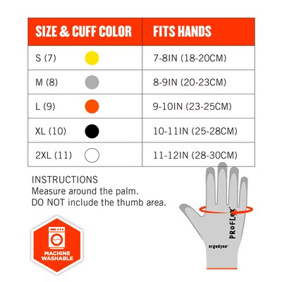 Ergodyne ProFlex 7030 PU Coated Cut-Resistant Gloves, ANSI A3, Gray, Large, 1 Pair (10464)