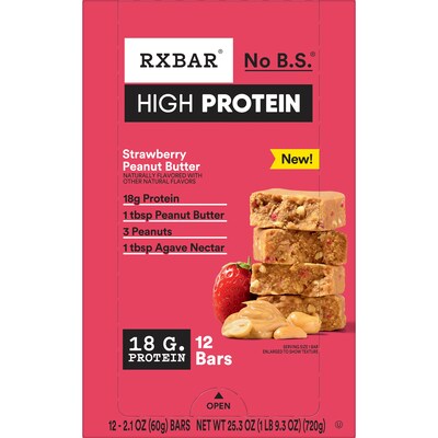 RXBAR High Protein Strawberry Peanut Butter Protein Bars, 25.3 oz., 12 Bars/Box (KEE00866)