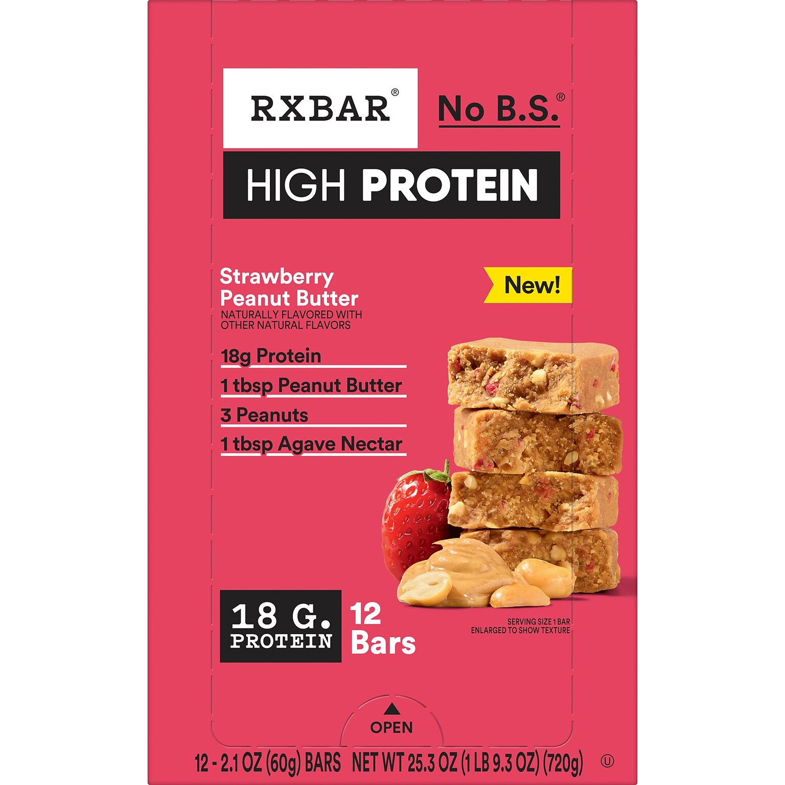 RXBAR High Protein Strawberry Peanut Butter Protein Bars, 25.3 oz., 12 Bars/Box (KEE00866)