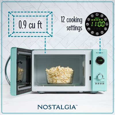 Nostalgia 0.9 Cu. Ft. Countertop Microwave, Aqua (NRMO9AQ)
