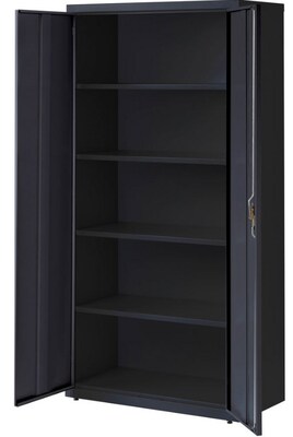 Lorell Fortress Series 5-Shelf Storage Cabinet, 36W x 18D x 72H, Black (LLR41308)