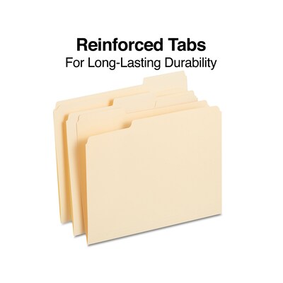 Staples® Reinforced File Folders, 1/3 Cut Tab, Letter Size, Manila, 250/Box (TR502677)