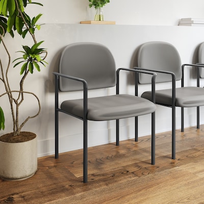 Flash Furniture Tiffany Vinyl Reception Side Stacking Chair, Gray (BT5161GRYVINYL)