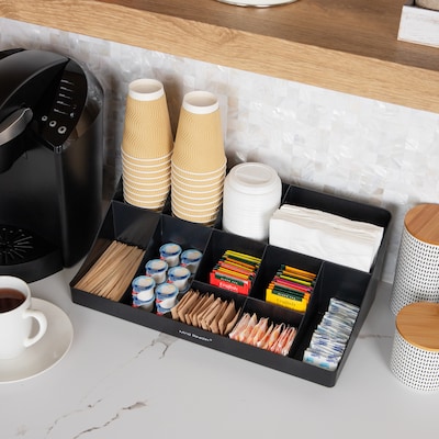 Mind Reader 11-Compartment 2-Tier Cup and Condiment Organizer and 2-Tier Lazy Susan, Black (SNACOMORG-BLK)