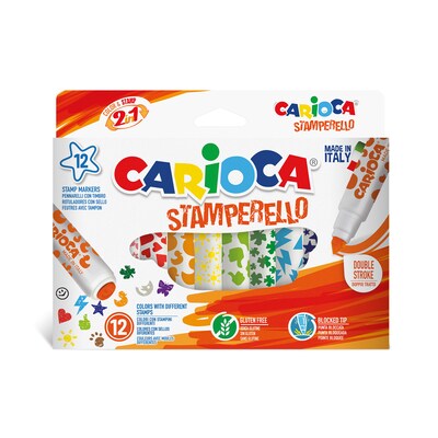 CARIOCA Stamperello Washable Kids Markers, Twin Tip, Assorted Colors, 12/Set (CRA42240)