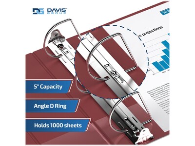 Davis Group Easyview Premium 5" 3-Ring View Binders, D-Ring, Burgundy, 4/Pack (8407-08-04)