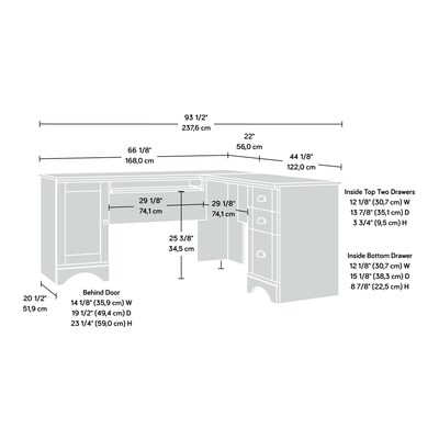Sauder Harbor View 66"W L-Shaped Computer Desk, Salt Oak (417586)