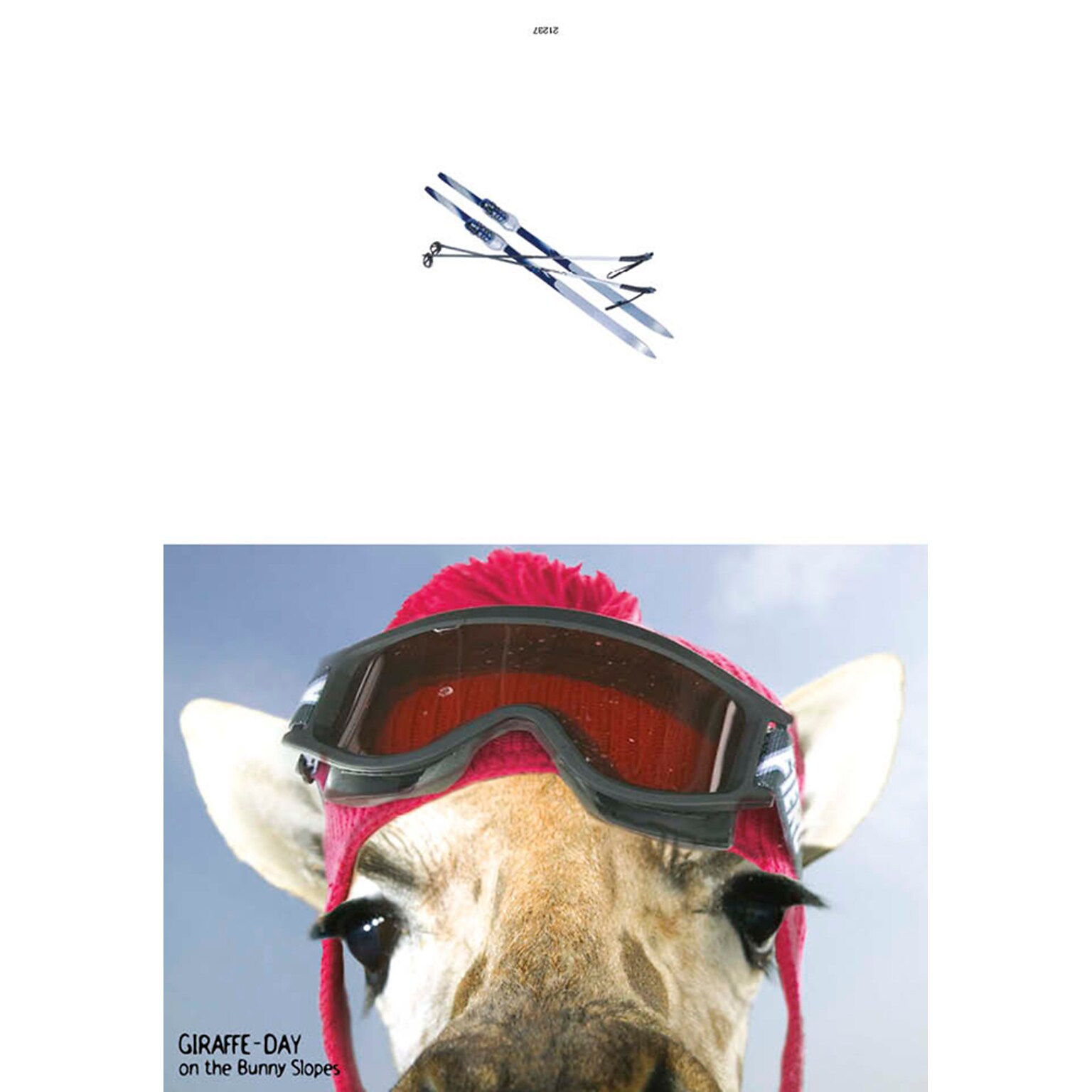Giraffe day on the Bunny slopes -7 x 10 scored for folding to 7 x 5, 25 cards w/A7 envelopes per set