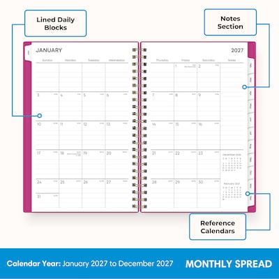 2027 Blue Sky 5" x 8" Weekly & Monthly Planner, Fuchsia (164285)
