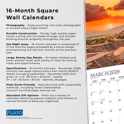 2026 Plato Magic Places 12" x 12" Monthly Wall Calendar (9798330706747)