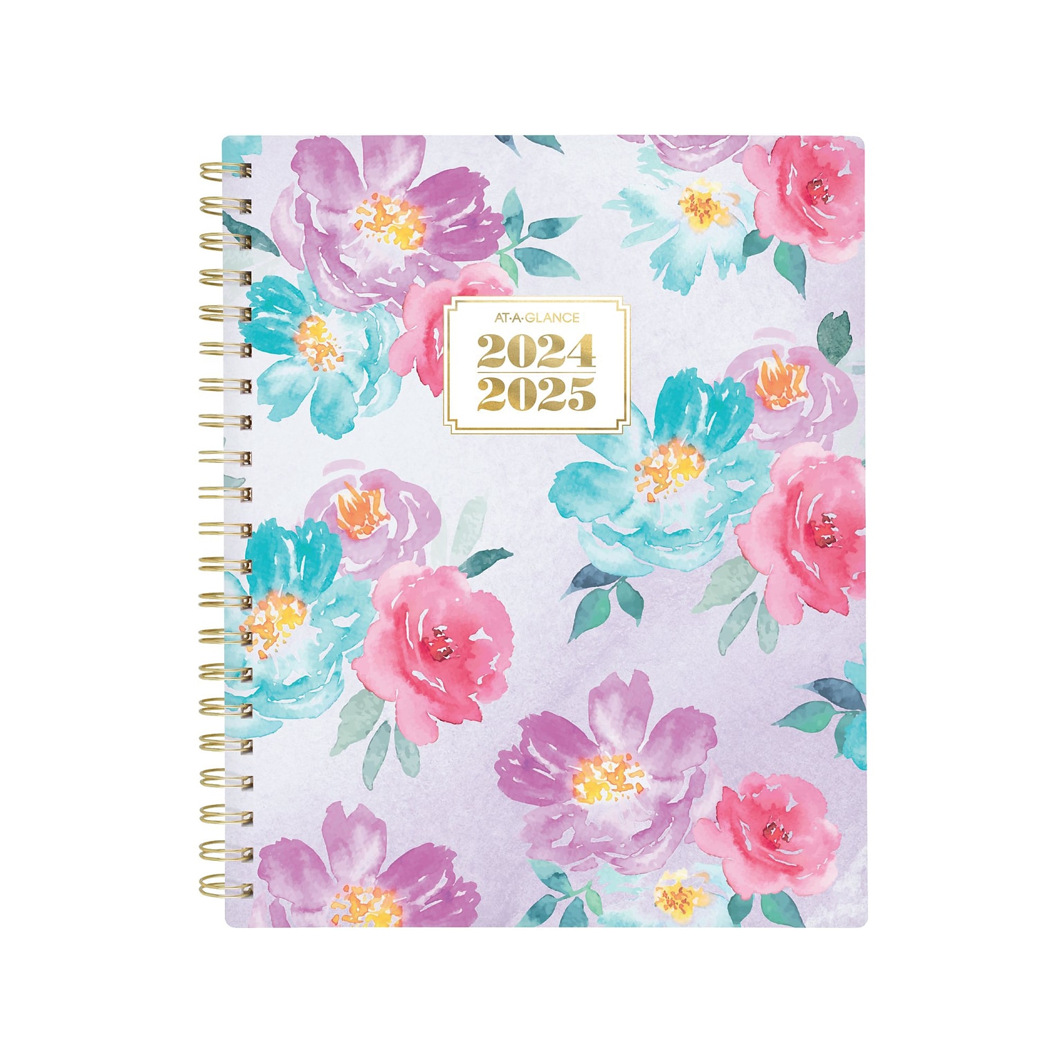 2024-2025 AT-A-GLANCE BADGE Floral 8.5 x 11 Academic Weekly & Monthly Planner, Plastic Cover, Multicolor (1710F-905A-25)