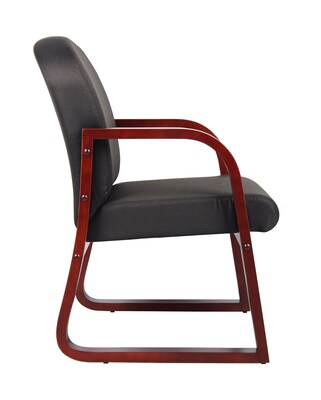Boss Office Products B9570 Series Fabric Guest Chair, Black/Mahogany