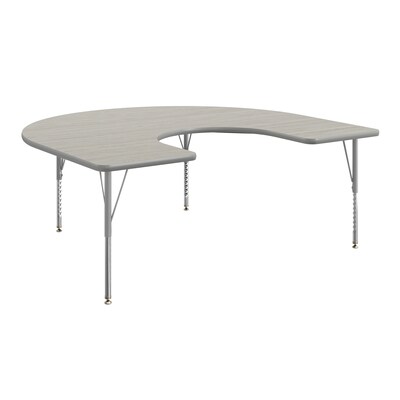 Flash Furniture Wren Horseshoe Activity Table, 66 x 60, Height Adjustable, Light Gray Top/Silver Frame (XUA6066HRSLGTP)