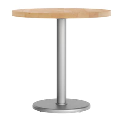 Flash Furniture Bennett 30" Round Wooden Commercial Indoor Table, Natural Top/Silver Base, (GSFRD30NTTR18S)