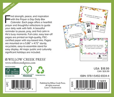 2027 Willow Creek Prayer a Day 6.2 x 5.4 Day-to-Day Calendar, Assorted Colors (65044)