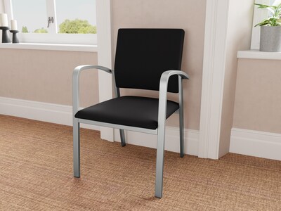 Lesro Newport Fabric Guest Chair, Open House Black/Silver (NP1101.SSV-01OHBK)