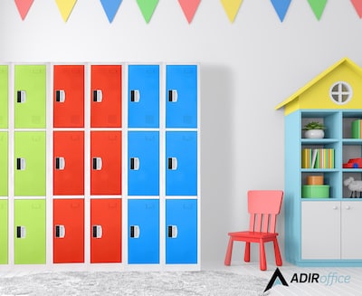 AdirOffice 72"H 3-Tier Red Storage Locker (ADI629-203-RED-DL)