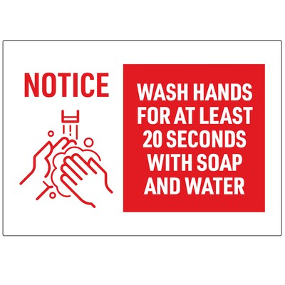 Avery Surface Safe "Wash Hands" Preprinted Wall Decals, 7" x 10", White/Red, 5/Pack (83175)