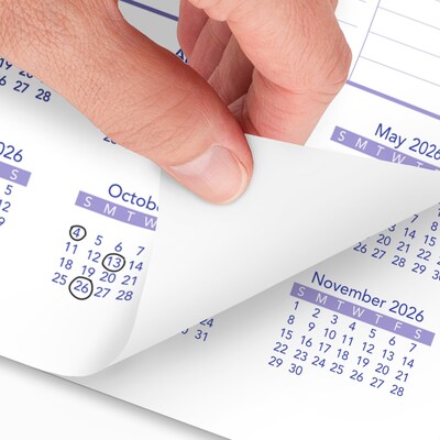 2026 AT-A-GLANCE 8 x 11 Monthly Wall Calendar, White/Purple (PM1-28-26)