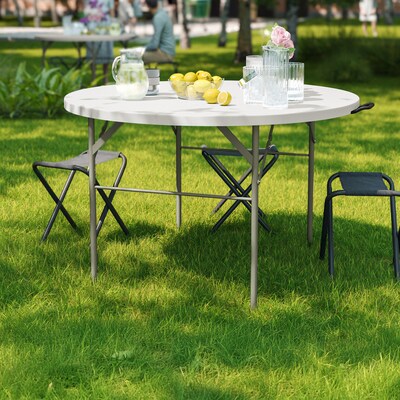 Flash Furniture Freeman Folding Table, 47.75" x 47.75", Granite White (DAD122RZ)