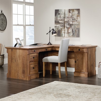 Sauder Palladia 69"W L-Shaped Desk, Vintage Oak (420606)