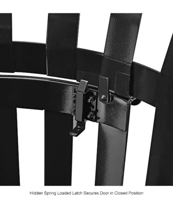 Global Industrial Outdoor Slatted Steel Trash Can w/ Access Door & Rain Bonnet Lid, 36 Gallon, Black (261941BK)
