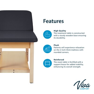 Aristo Wood Physician Adjustable Exam Table with Shelf, 2 Drawer Cabinet, Paper Cutter, Holder, 500lbs. Capacity, Black