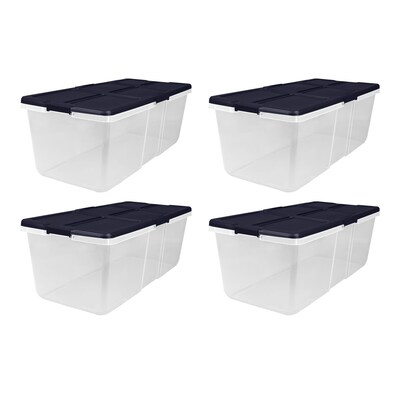 Home Logic 100 Quart, Latch Lid Storage Bin, Clear, 4/Case (7107