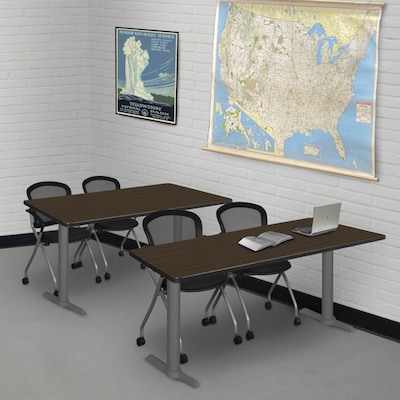 Regency Cain Steel T-Base Training Seminar Table, 42 x 24, Neo Walnut/Grey Base (MTRCT4224NWGY)