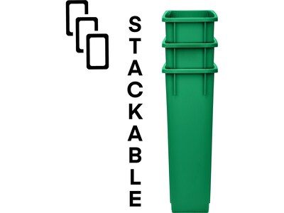 Alpine Industries Polypropylene Recycling Bin and Dolly, 23 Gallon, Green (ALP477-GRN-PKD)