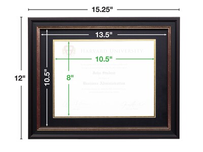 Excello Global Products 8.5" x 11" Composite Wood Photo Document Frame, Black/Gold/Red (EGP-HD-0306)