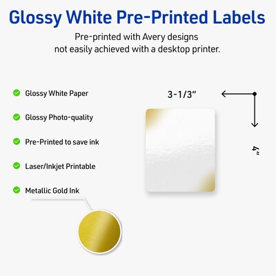 Avery Laser/Inkjet Rectangle Multipurpose Labels, 4 x 3-1/3, White, 40/Pack (S00-EWD)