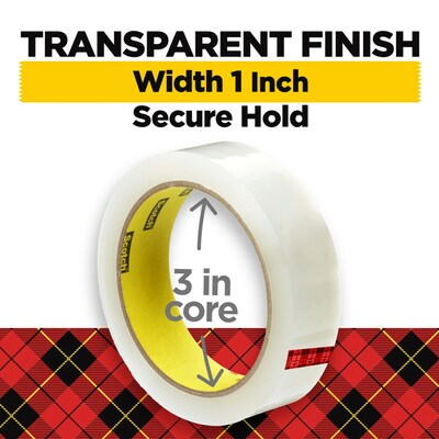 Scotch Transparent Clear Tape Refill, 1" x 72 yds., 3" Core, Clear (600-12592)