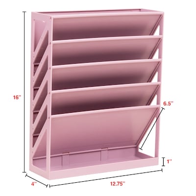 Staples 5-Pocket Plastic Mountable Wall File, Letter Size, Dusty Pink (ST63892)