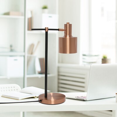 Lalia Home Studio Loft Mid Century Modern Metal 21.80" LED Table Lamp, Rose Gold (LHT-4001-RG)