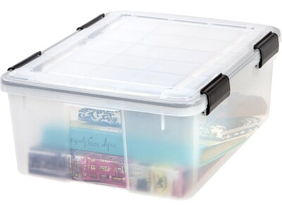 Iris WeatherPro Stackable Polypropylene Storage Box, 7.75" x 19.7" x 15.75", 30.6 Qt., Clear, 6/Pack (110400)