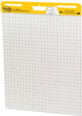 Post-it Super Sticky Wall Easel Pad, 25" x 30", Grid Lined, 30 Sheets/Pad, 6 Pads/Pack (560 VAD 6PK)