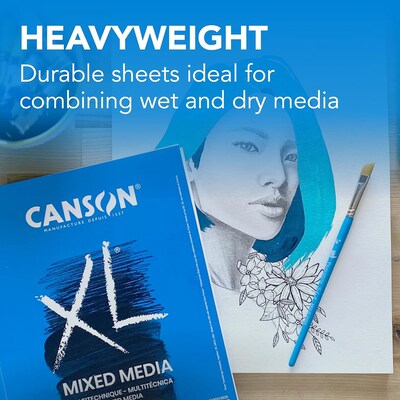 Canson XL Series Mixed Media Sheet Bulk Pack, 12 x 9, White, 100 Sheets/Box (MCXC100516253)