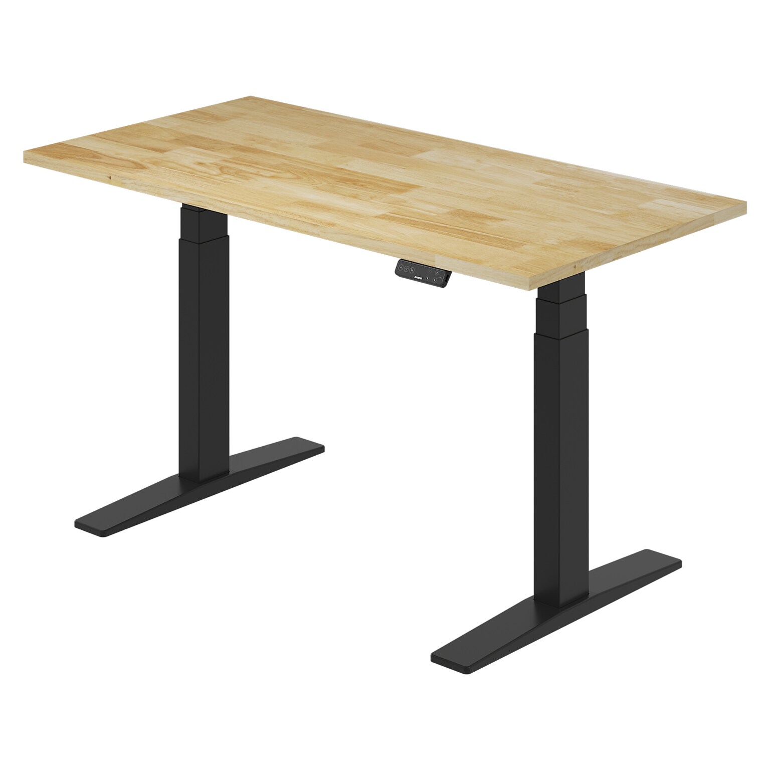 FlexiSpot E7 Commercial 55W Electric Rectangular Adjustable Standing Desk, Rubber Wood/Black (E7BCOM5528-RW)