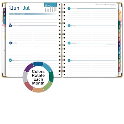 2026-2027 Excello Brands 8.5" x 11" Academic Weekly & Monthly Planner, Paperboard Cover, Rainbow Floral (FSHN-AY26-8511-53)