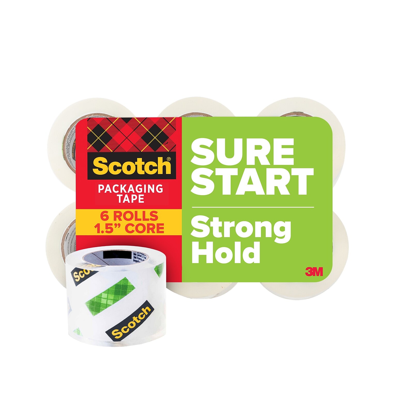 Scotch Sure Start Packing Tape, 1.88 x 25 yds., Clear, 6/Pack (DP1000RF6)