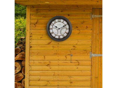 La Crosse Technology Indoor/Outdoor Silent Analog Quartz Wall Clock with Thermometer and Hygrometer, 19.7"Dia. (404-4450)