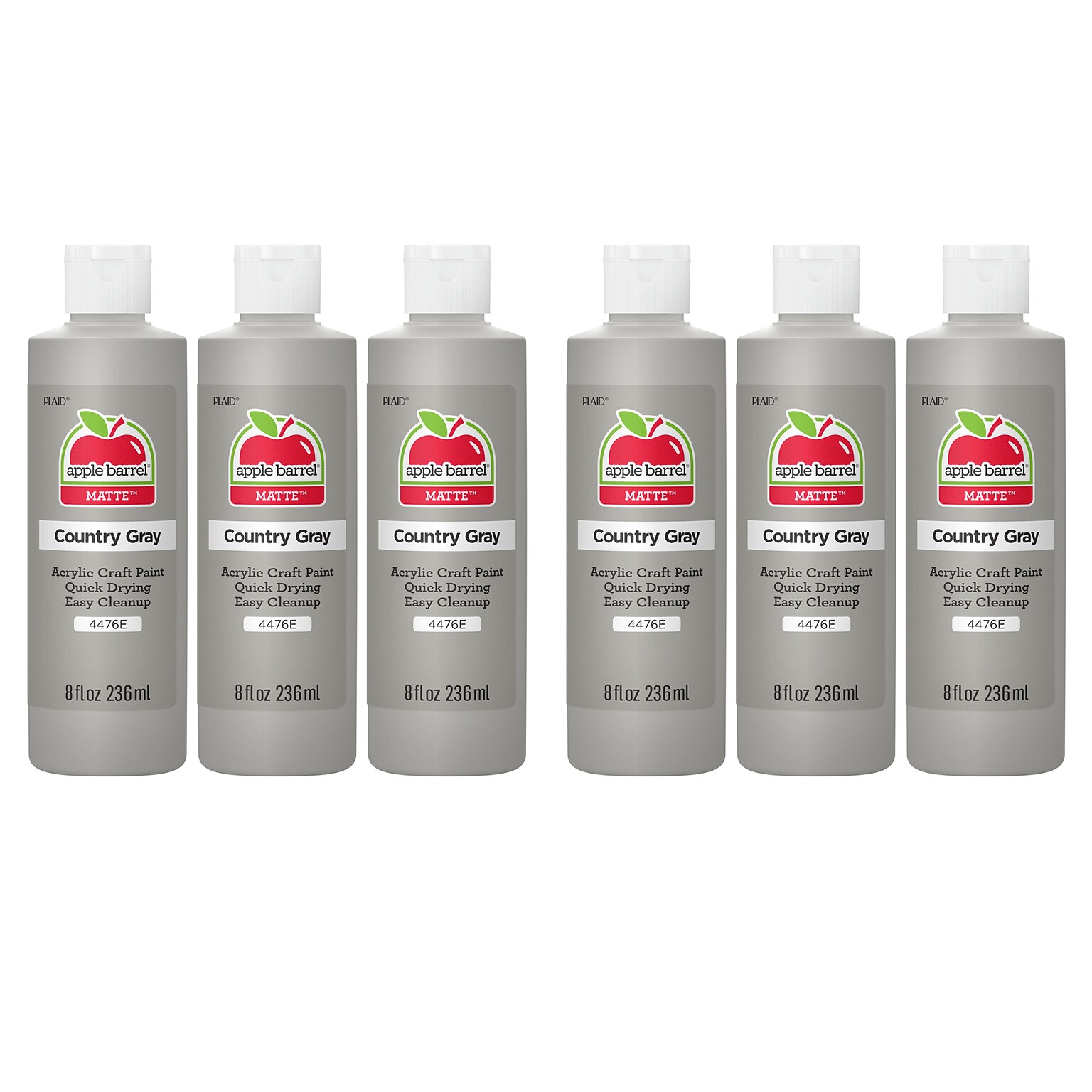 Apple Barrel Acrylic Paint Matte, 8oz., Country Gray, 6/Pack (APP4476E-6)