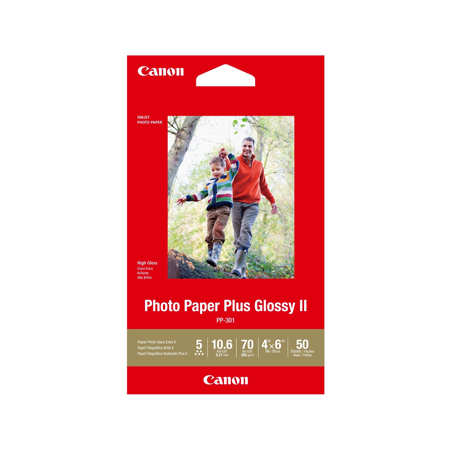 Canon Photo Paper Plus Glossy II Photo Paper, 4 x 6, 50 Sheets/Pack (1432C005)
