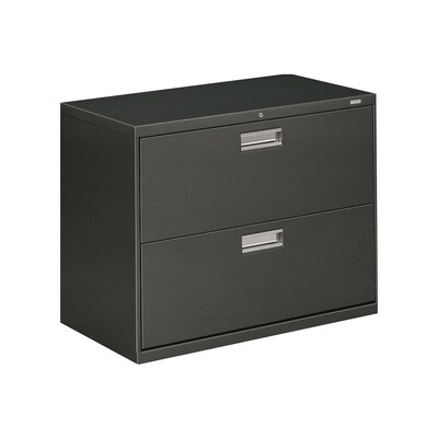 HON Brigade 600 Series Lateral File Cabinet, A4/Legal/Letter, 2-Drawer, Charcoal, 36W