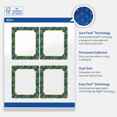 Avery Rectangle Multipurpose Labels, 4" x 3-1/3", White, 40/Pack (19479370490)